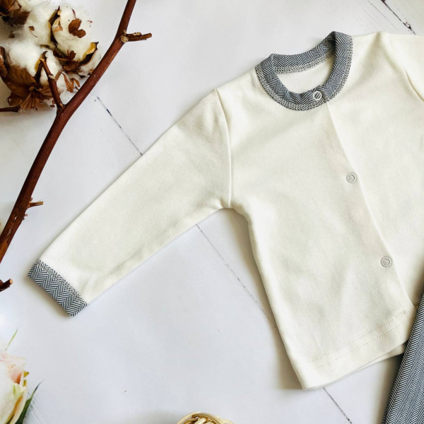 Комплект одежды из 2 предметов для новорожденного (кофточка, ползунки) Bebika, натуральный хлопок (15/19-01)